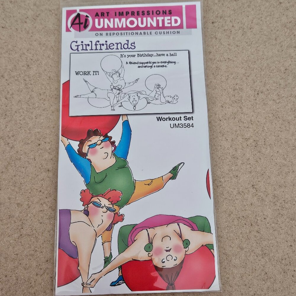 RARE ART IMPRESSIONS GIRLFRIENDS WORKOUT SET STAMPS CRAFT STAMP SCRAPBOOK